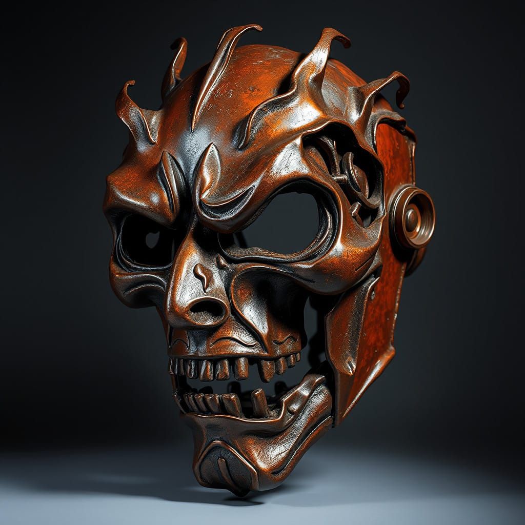 Dark Expressionist Steel Sculpture with Impossible Geometry