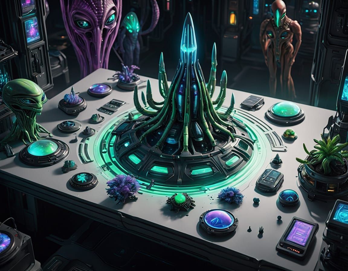 Futuristic Alien Marketplace with Exotic Goods