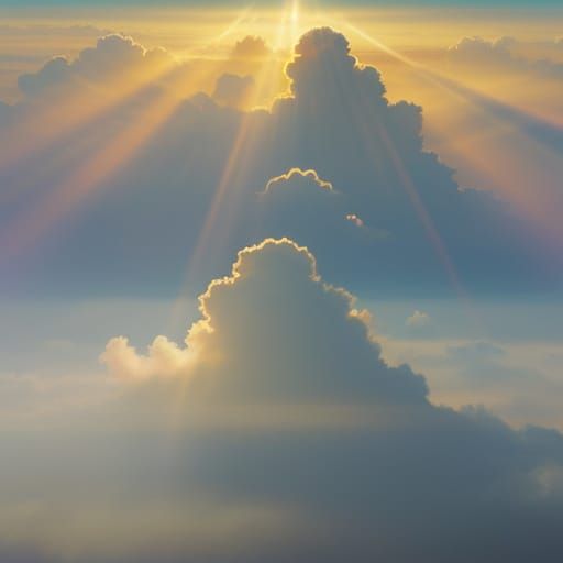 Divine Sunshine Beams Through Ethereal Clouds