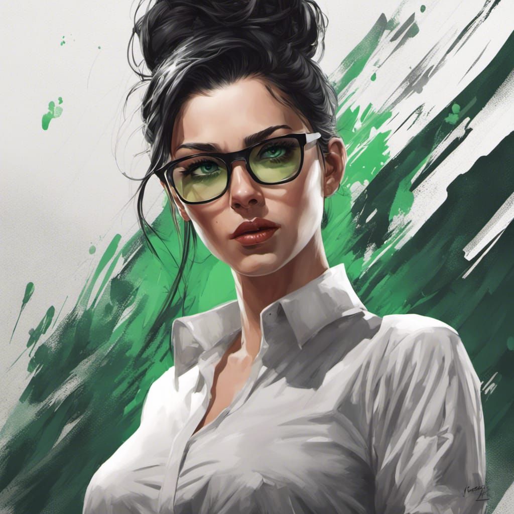 Hyperrealistic Portrait of a Woman with Black Hair