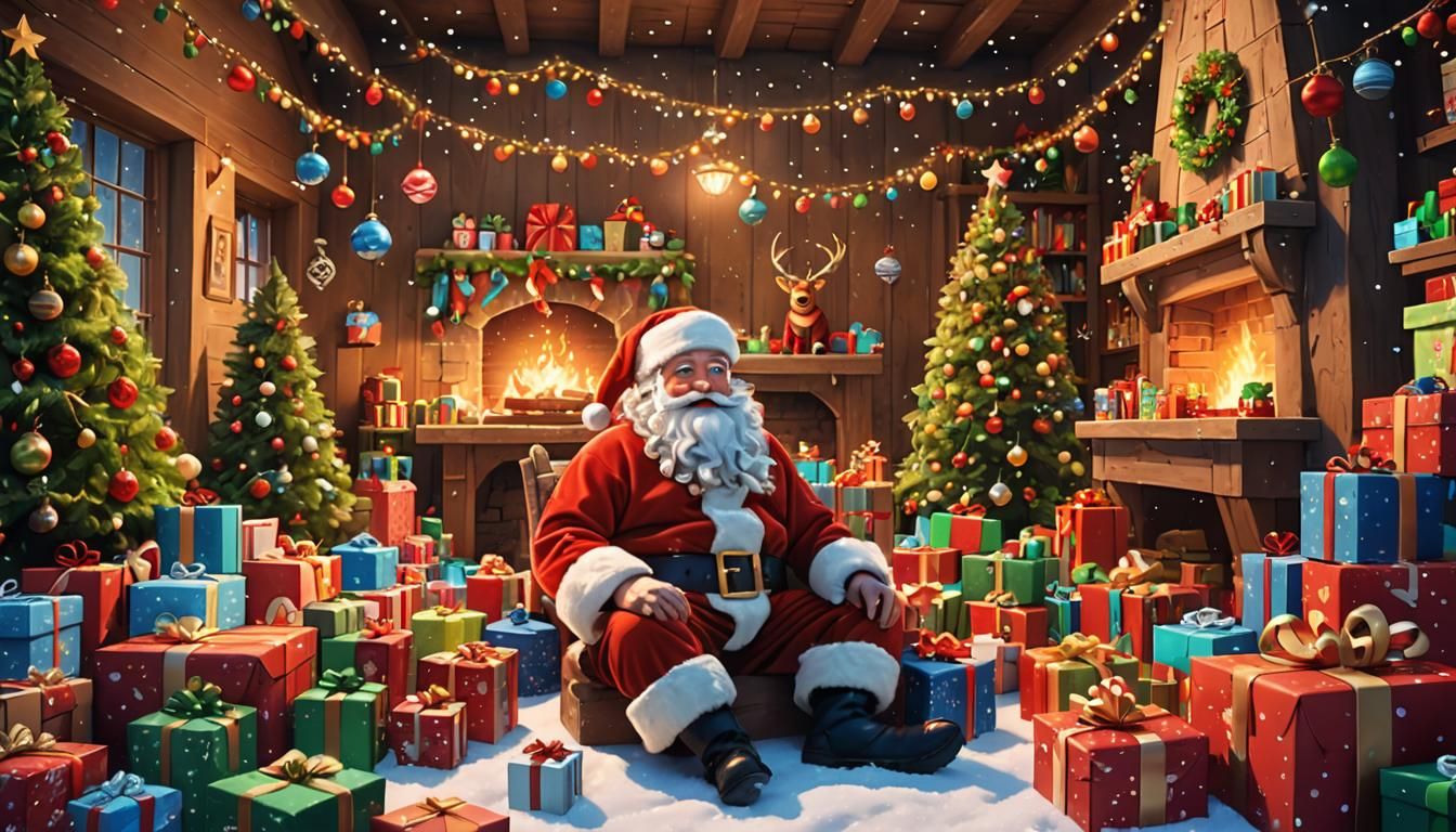 Jolly Santa Claus in Winter Wonderland: Pixar-Inspired 3D Ar...
