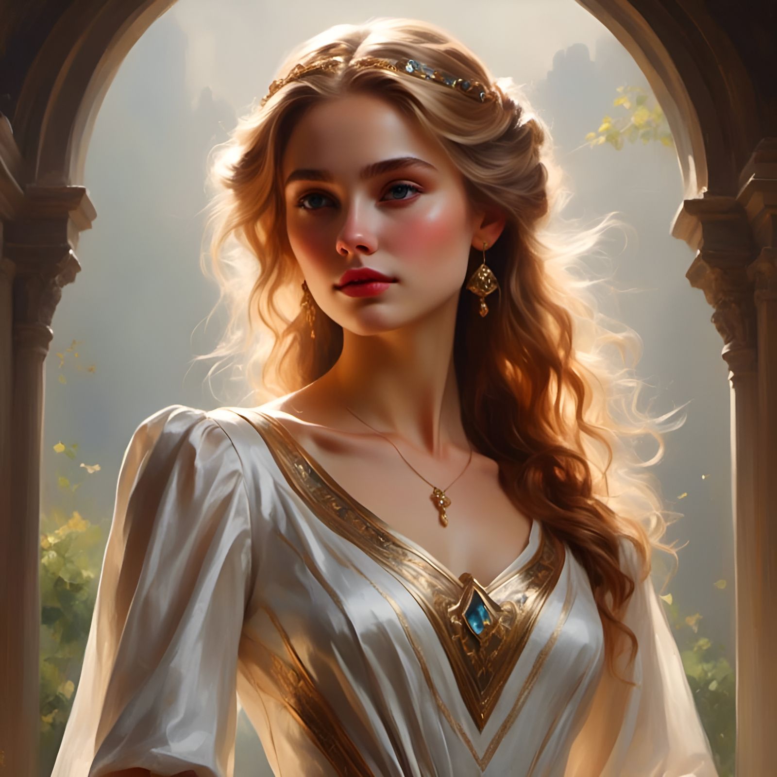 Zelda Portrait in White Dress, 8k Masterpiece