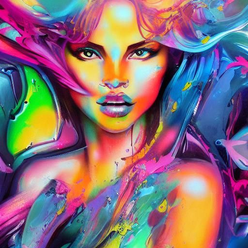 Colorful Graffiti Art of a Beautiful Girl