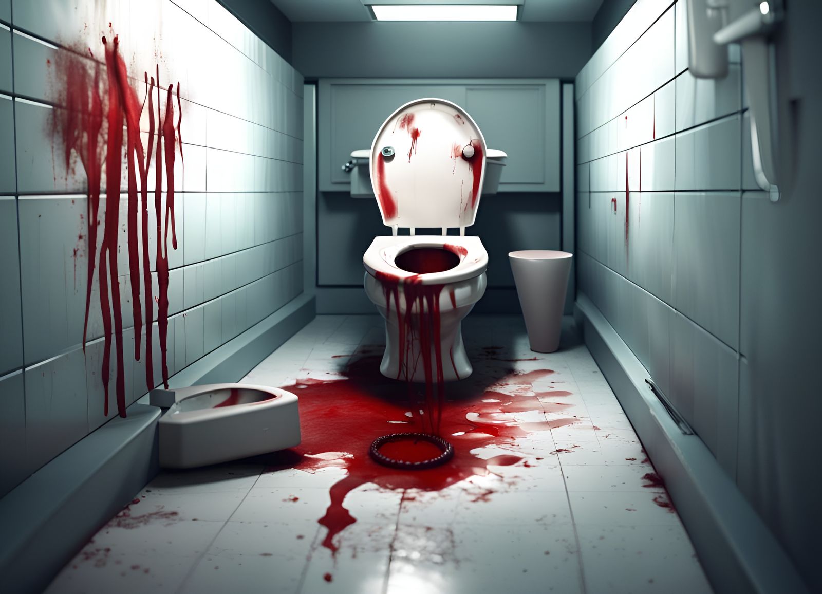 Creepy Bloody Toilet in Abandoned Hospital: 3D Art