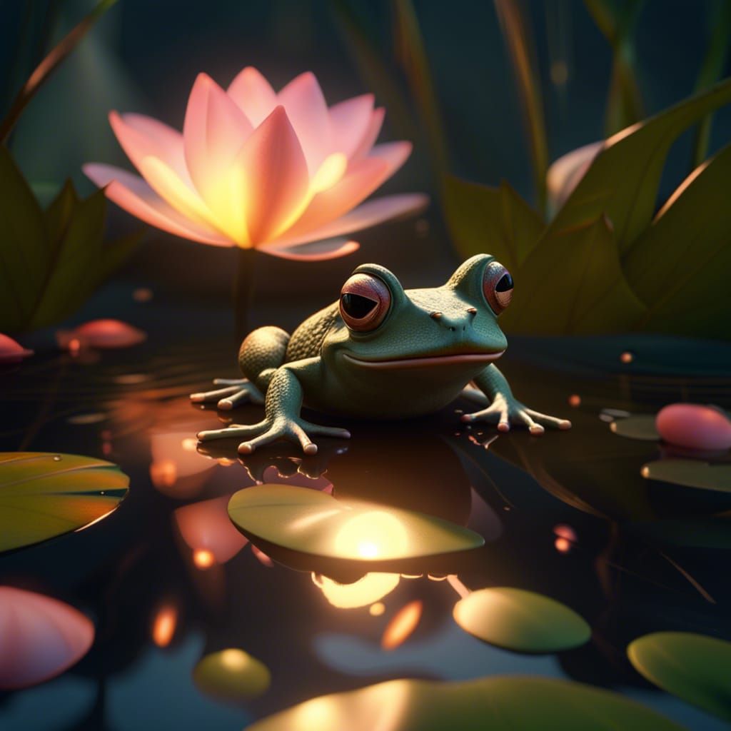Frog in Pond at Sunset in Unreal Engine 5