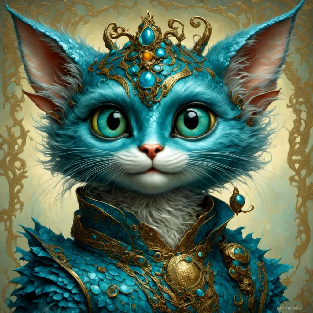Adorable Kitty Dragon Hybrid Caricature