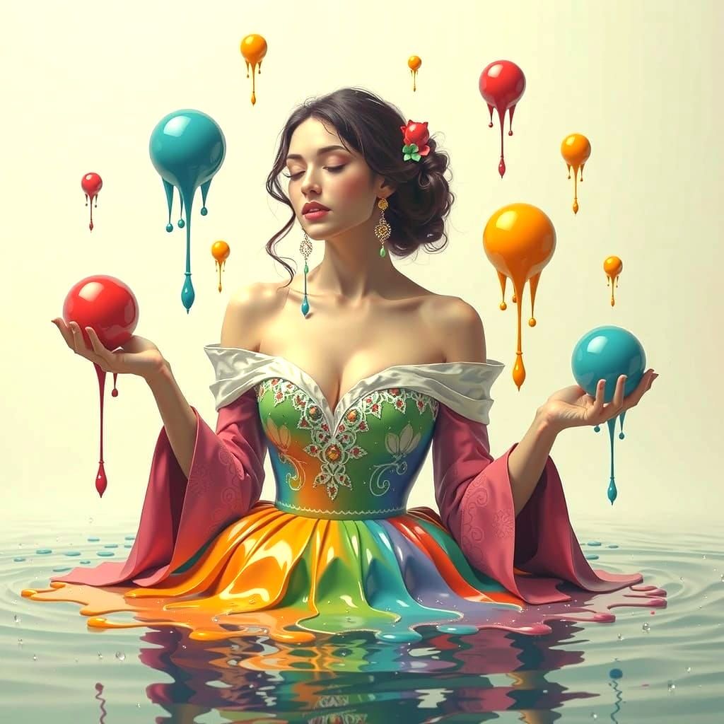 Intricate Fractal Flowers on Woman in Aerial View