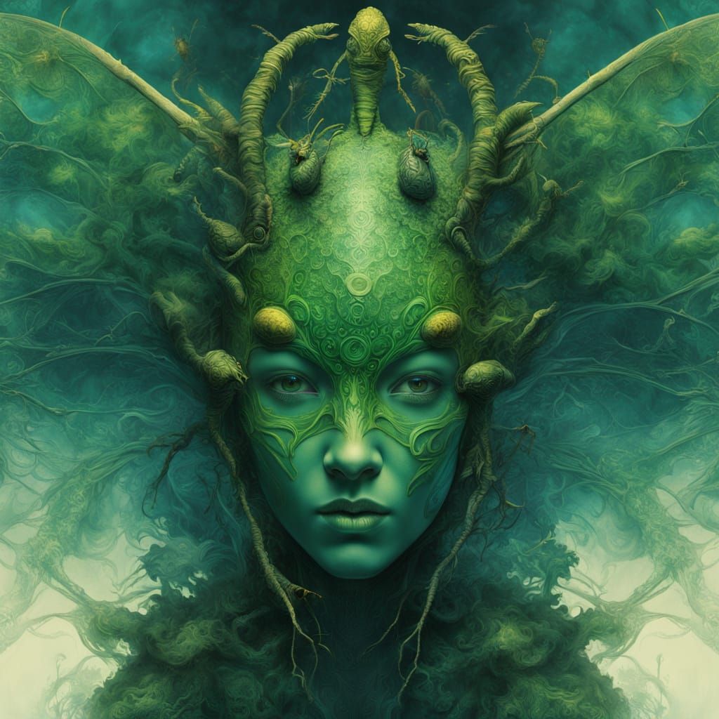 Surrealism-Inspired Portrait of a Mysterious Woman in an Ins...