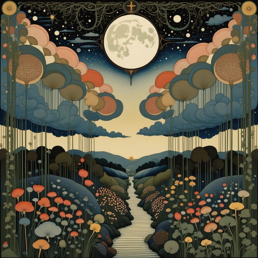 Whispering Evening Dreamscape with Flowing Lines