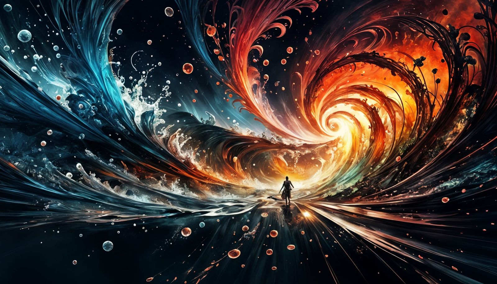 Detailed Water Wonderland with Swirling Ornamentals