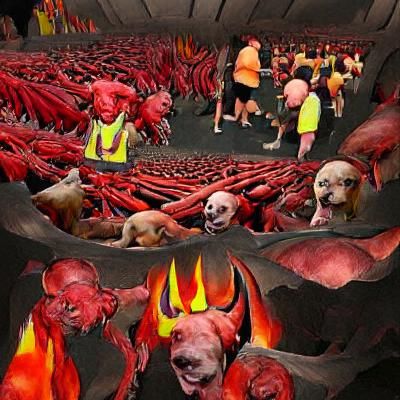 Infernal Landscape with Fiery Pits of Hell