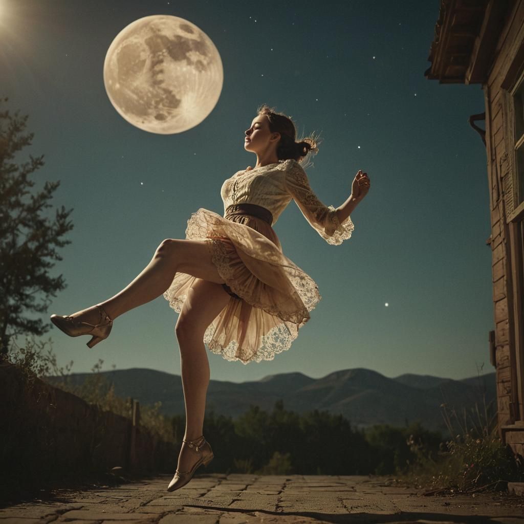 Whimsical Moon Kick: Cinematic Dreamscape