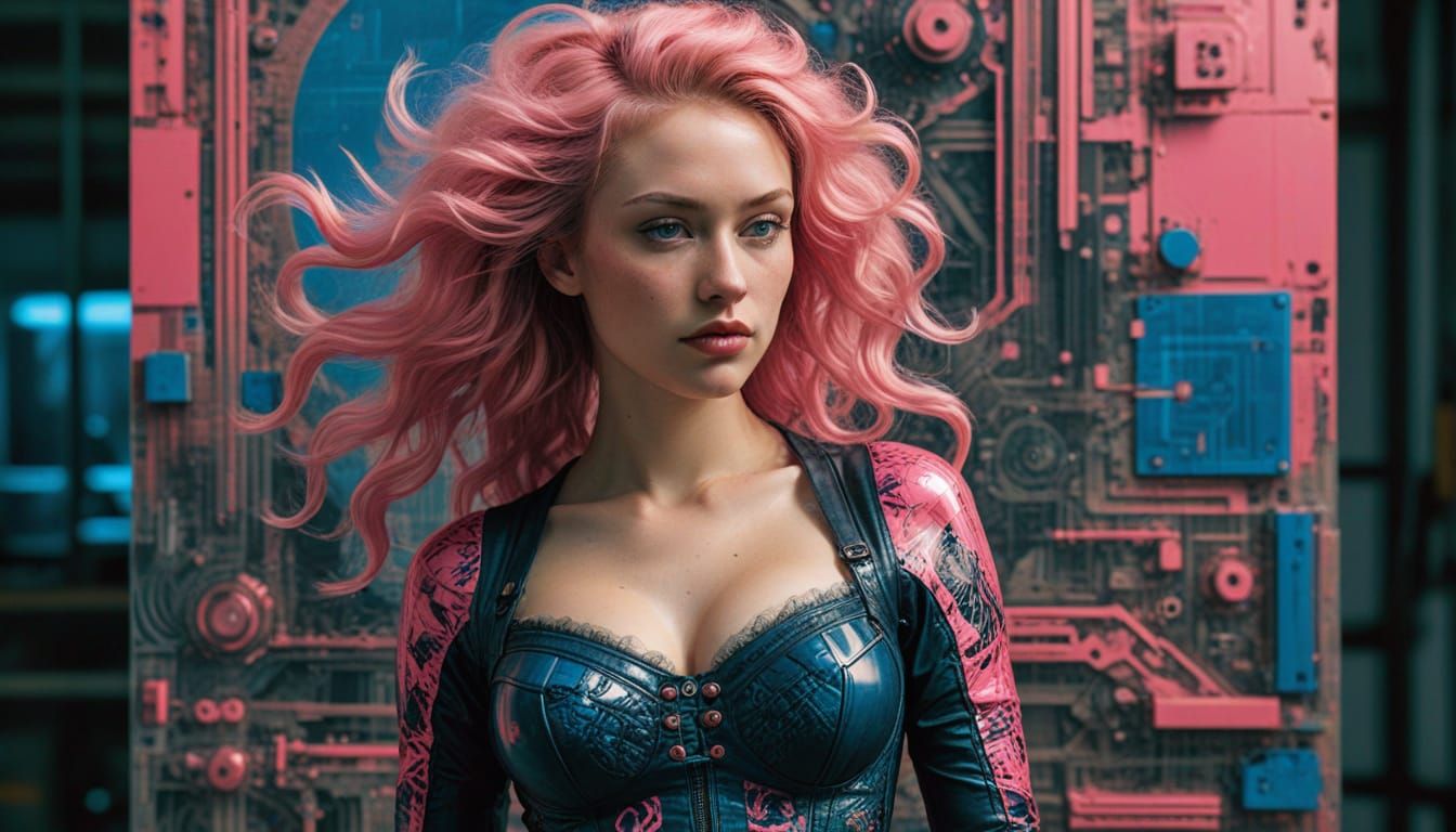 Renaissance Glitch Art: Provocative Pin-Up Engraving