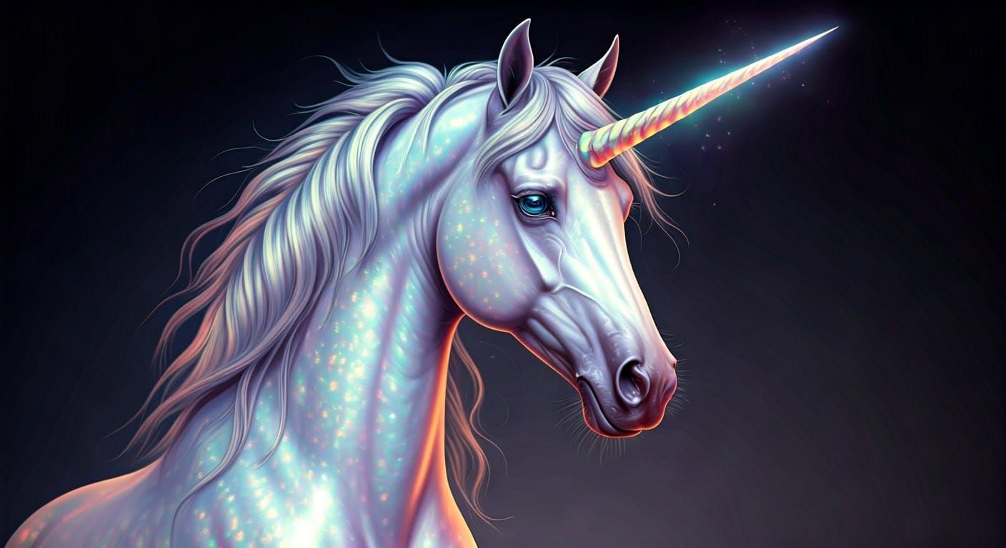 Glowing Unicorn in Vibrant Iridescent Color