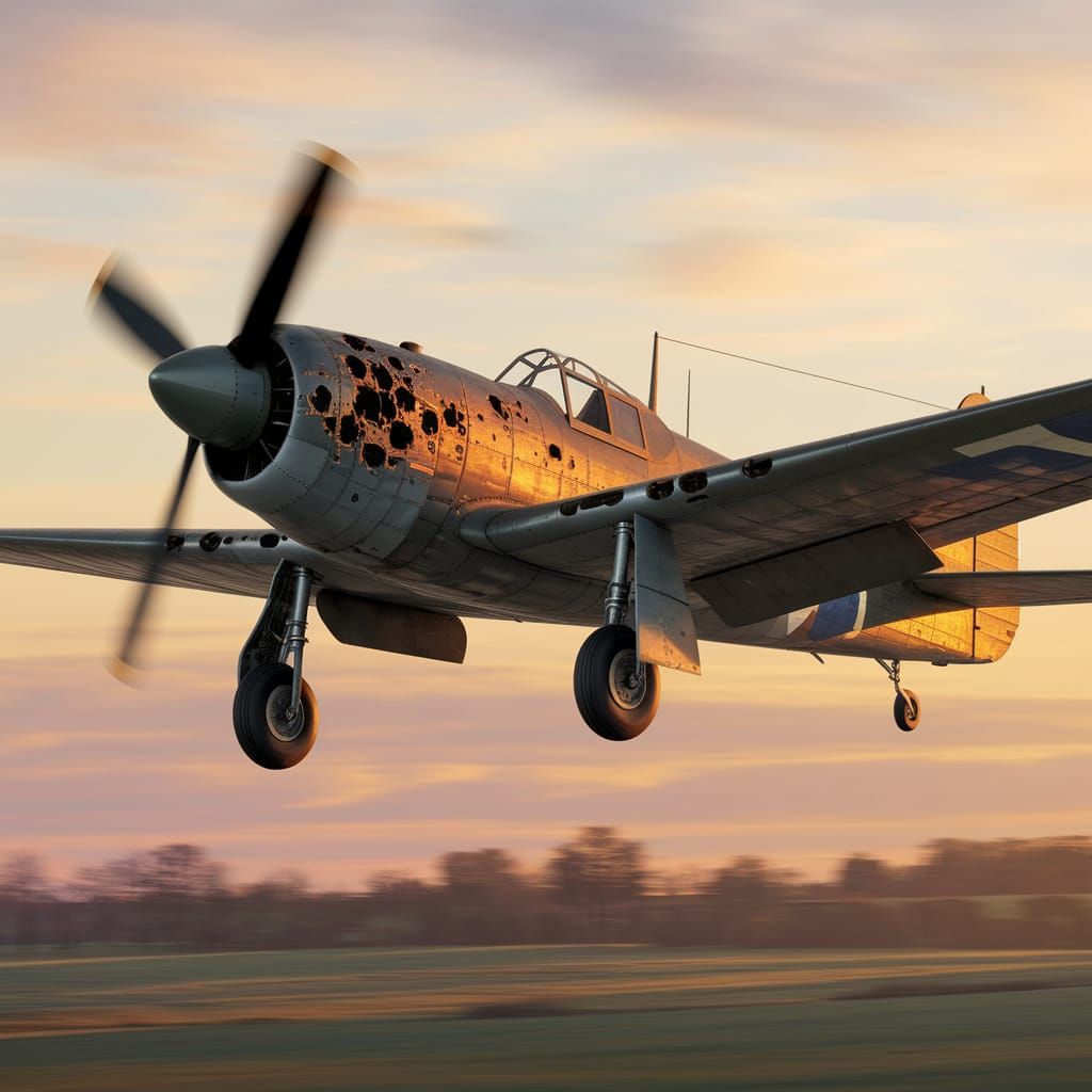 War Plane Crashes to Earth in Dramatic Sunset Landing