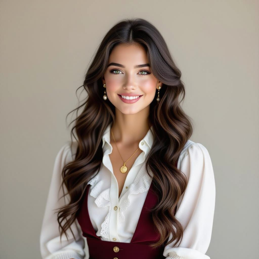 Elegant Portrait of a Young Woman in Victorian Style