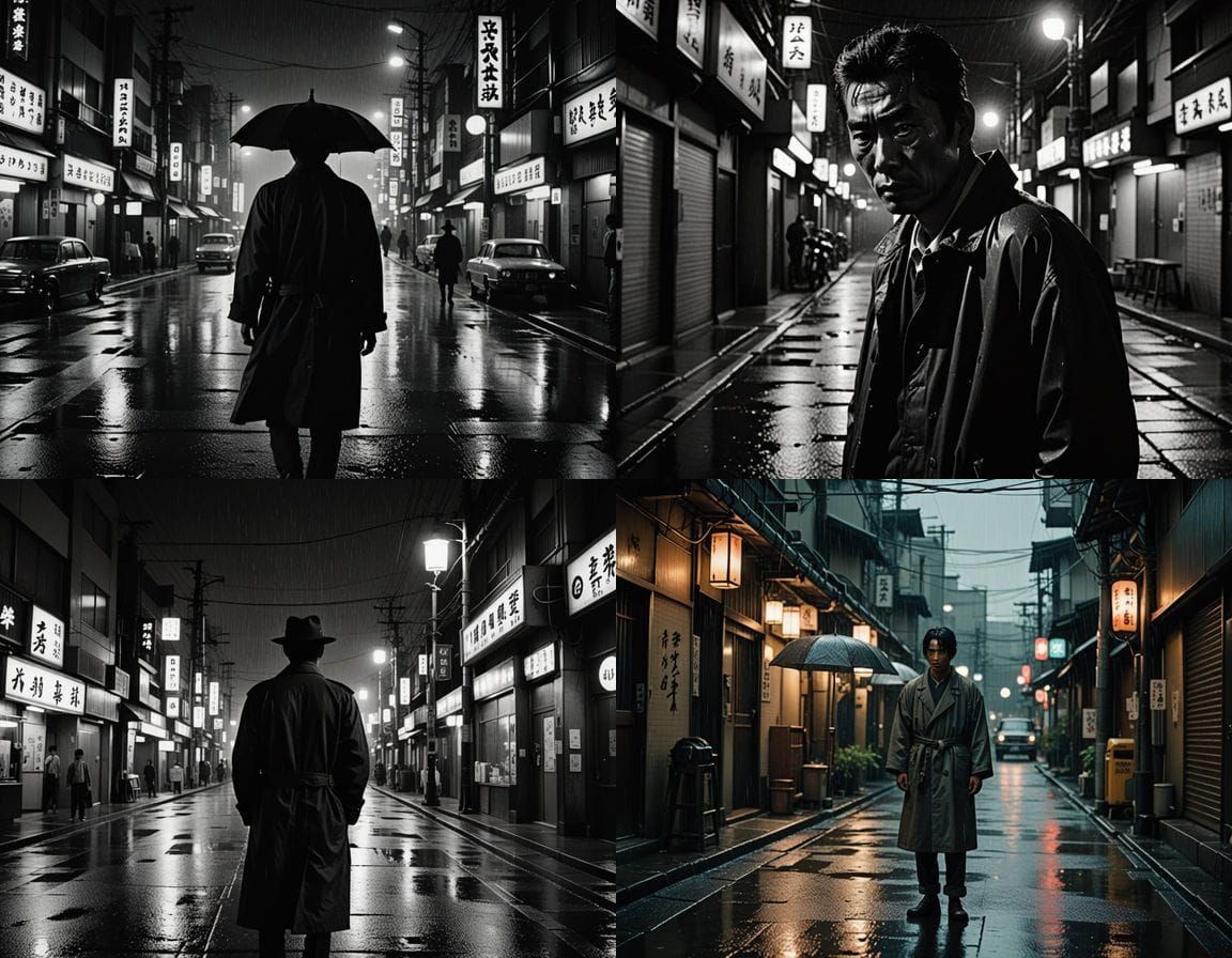 Vintage Japanese Actor Kiyoshi Yoshida in 1950s Streetwear