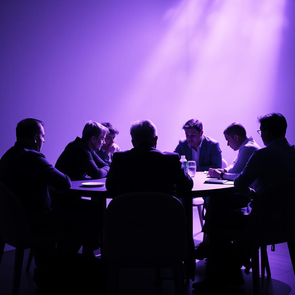 Uncomfortable Dinner Party in Dark, Moody Hues