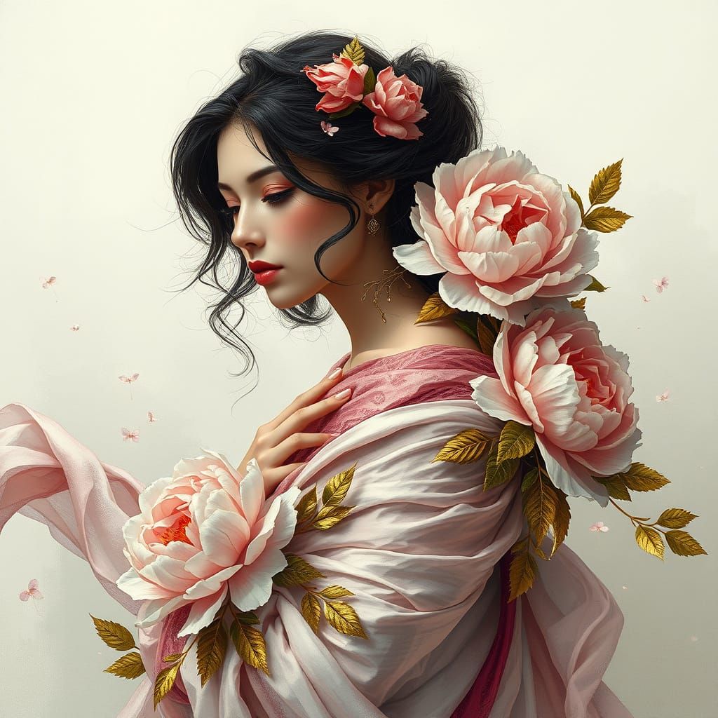 Woman in Silk and Flowers, Goya Style