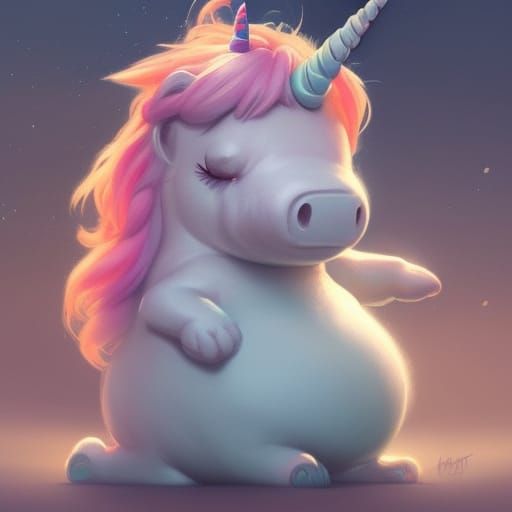 Chibi Pastel Unicorn Portrait in Digital Art Style