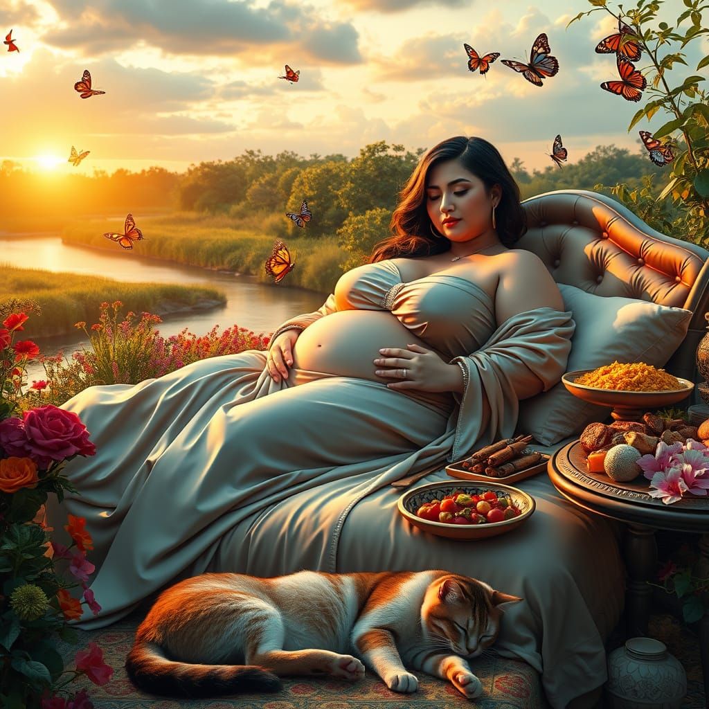 Serene Iranian Beauty in a Lush Garden Oasis