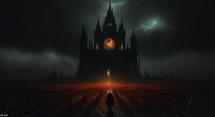 Apocalyptic Judgment Scene with Resurrected Souls and Angels