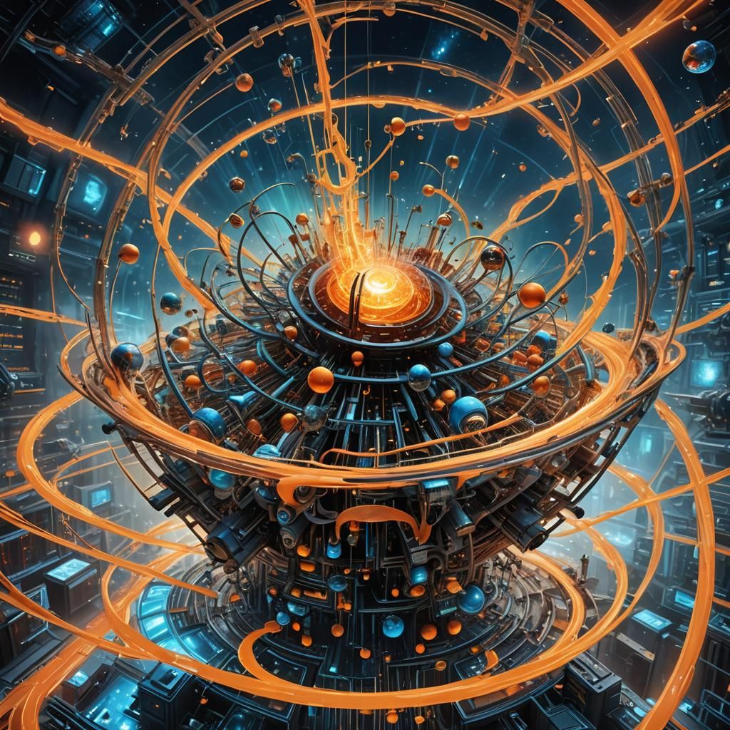 Atoms Unleashing Limitless Power in Futuristic Lab