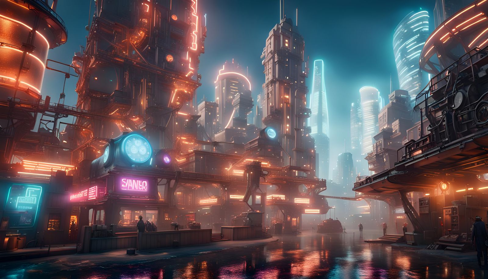 Futuristic Steampunk Cityscape in Hyper-Realistic Detail