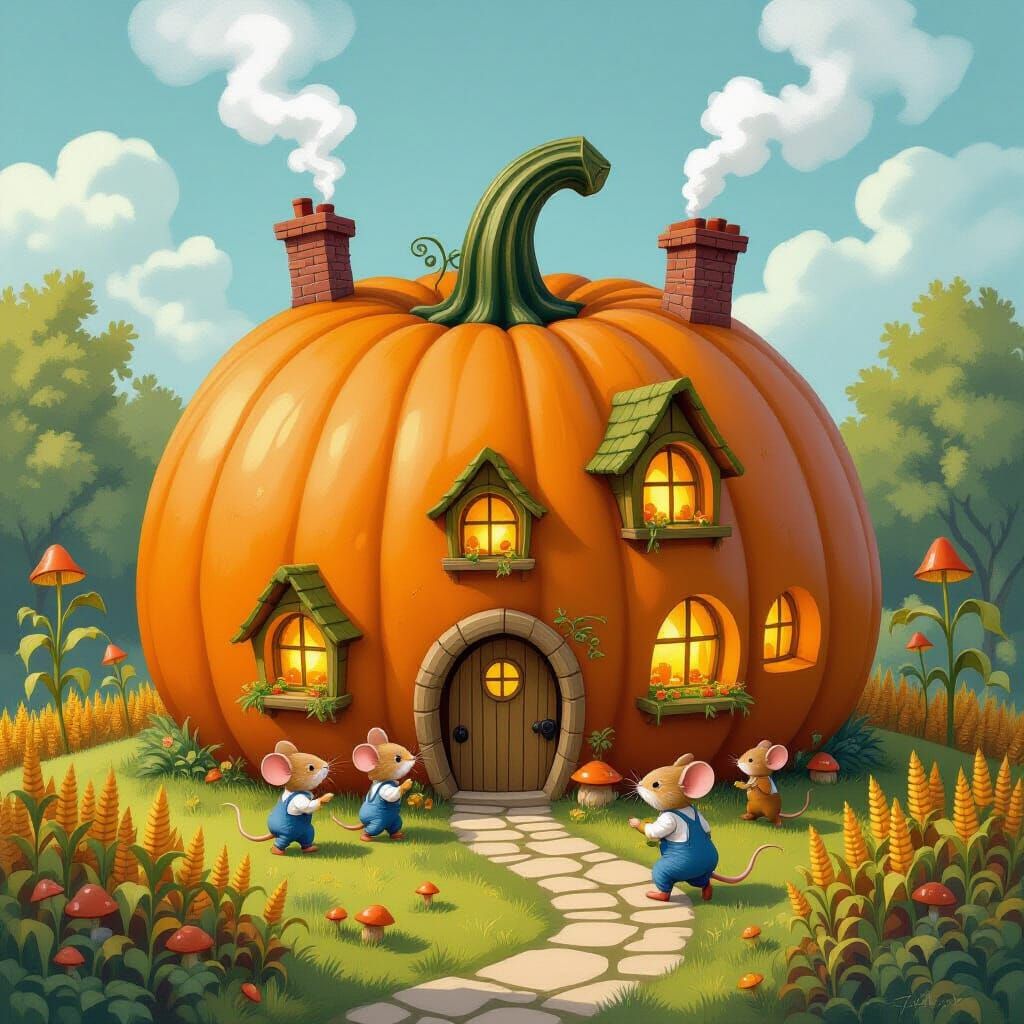 A whimsical village built entirely within the hollowed-out s...