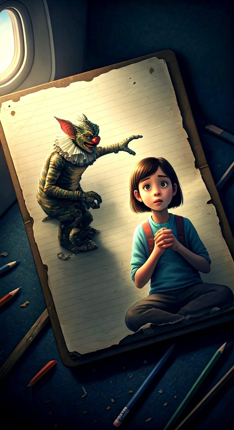 Surreal Double Exposure of a Plane and a Gremlin in a Clown ...