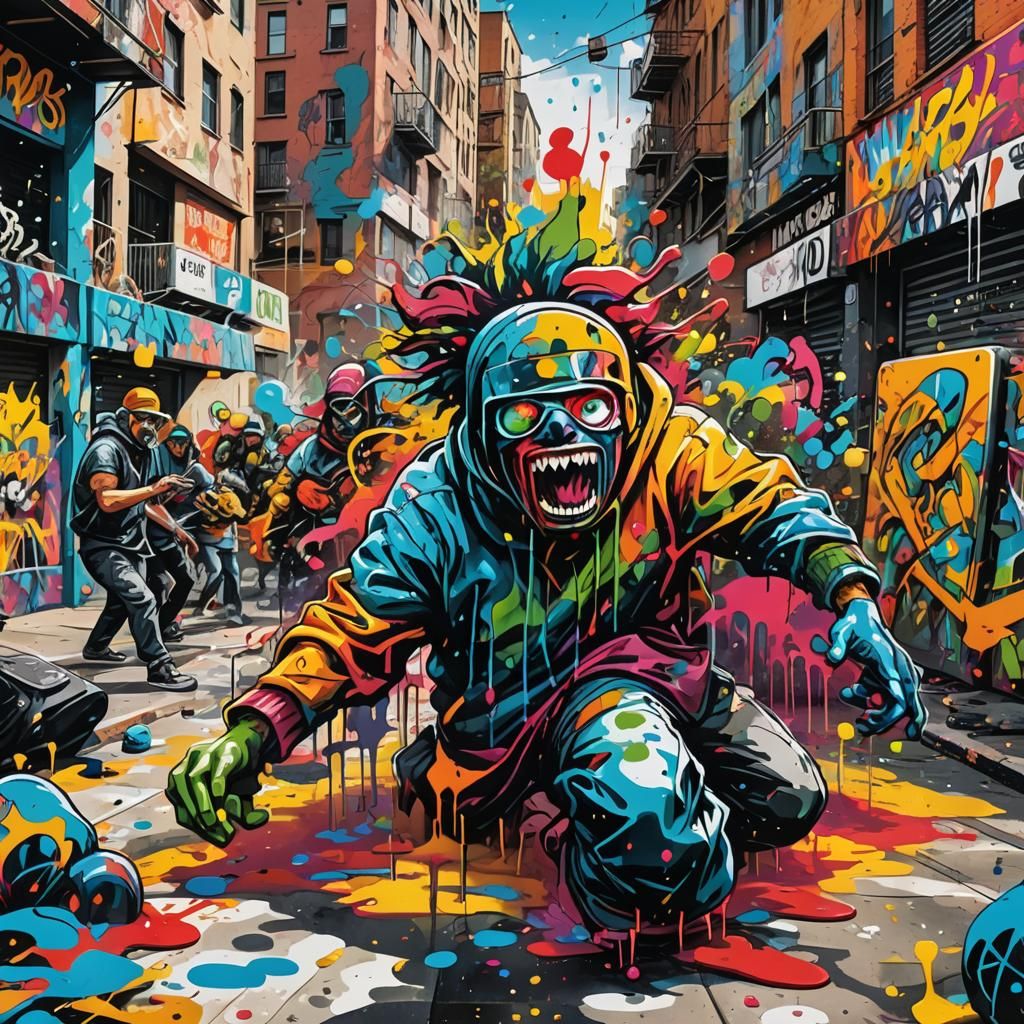 Colorful Street Art in Graphic Novel Style