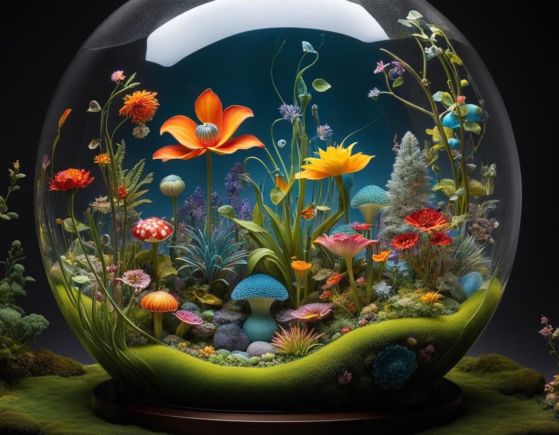 Mystical Flower Fantasy World in Blown Glass