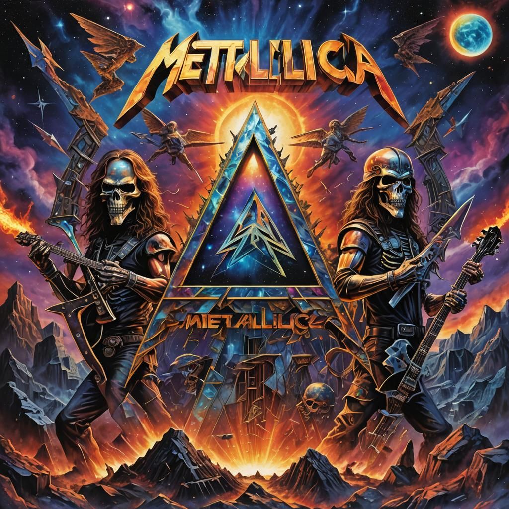 Metallica Master of Puppets Album Art in Holographic Style