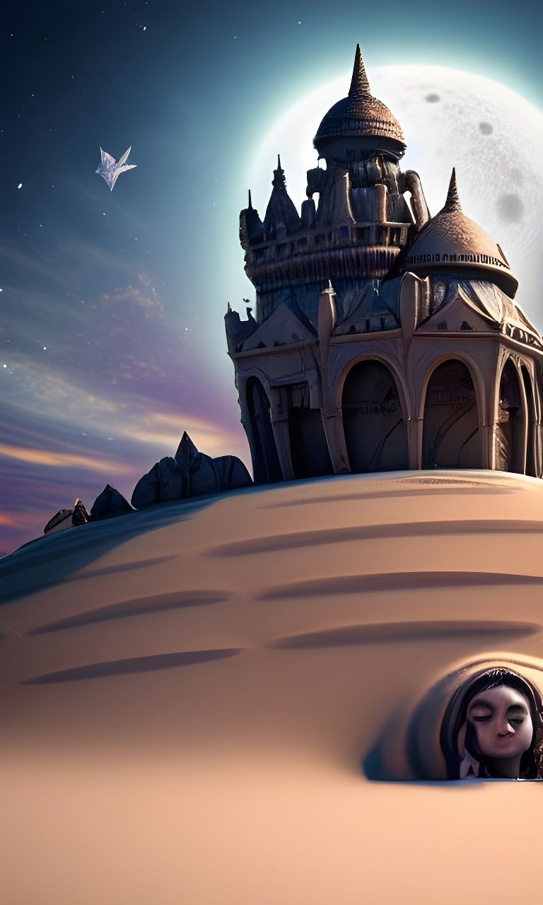 Goddess of the Moon Guarding Space Sandcastle