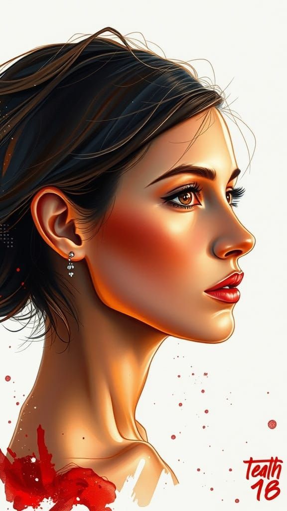 Ethereal Watercolor Portrait of Young Jessica Alba