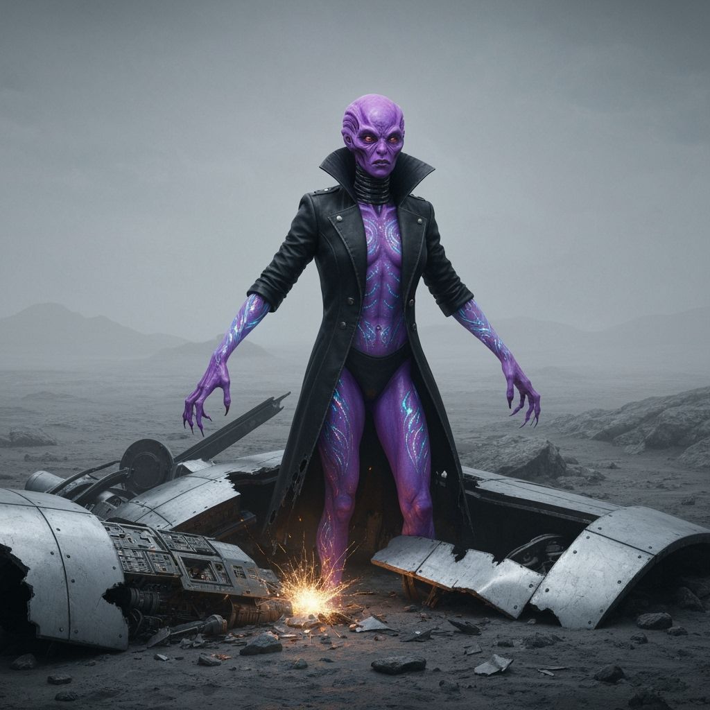 Bioluminescent Alien Emerges from Crashed Spaceship