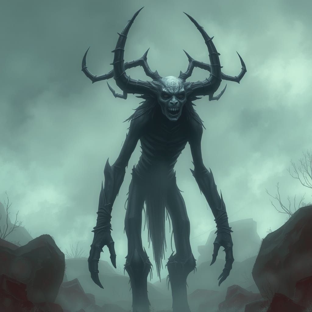 Ethereal Shadar-kai in Shadowfell Landscape