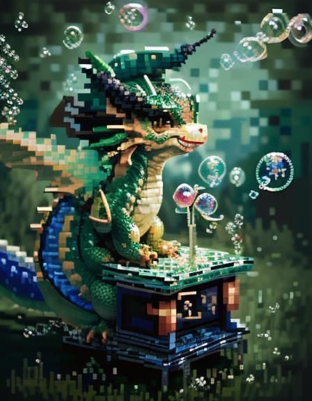 Pixelated D.J Dragon