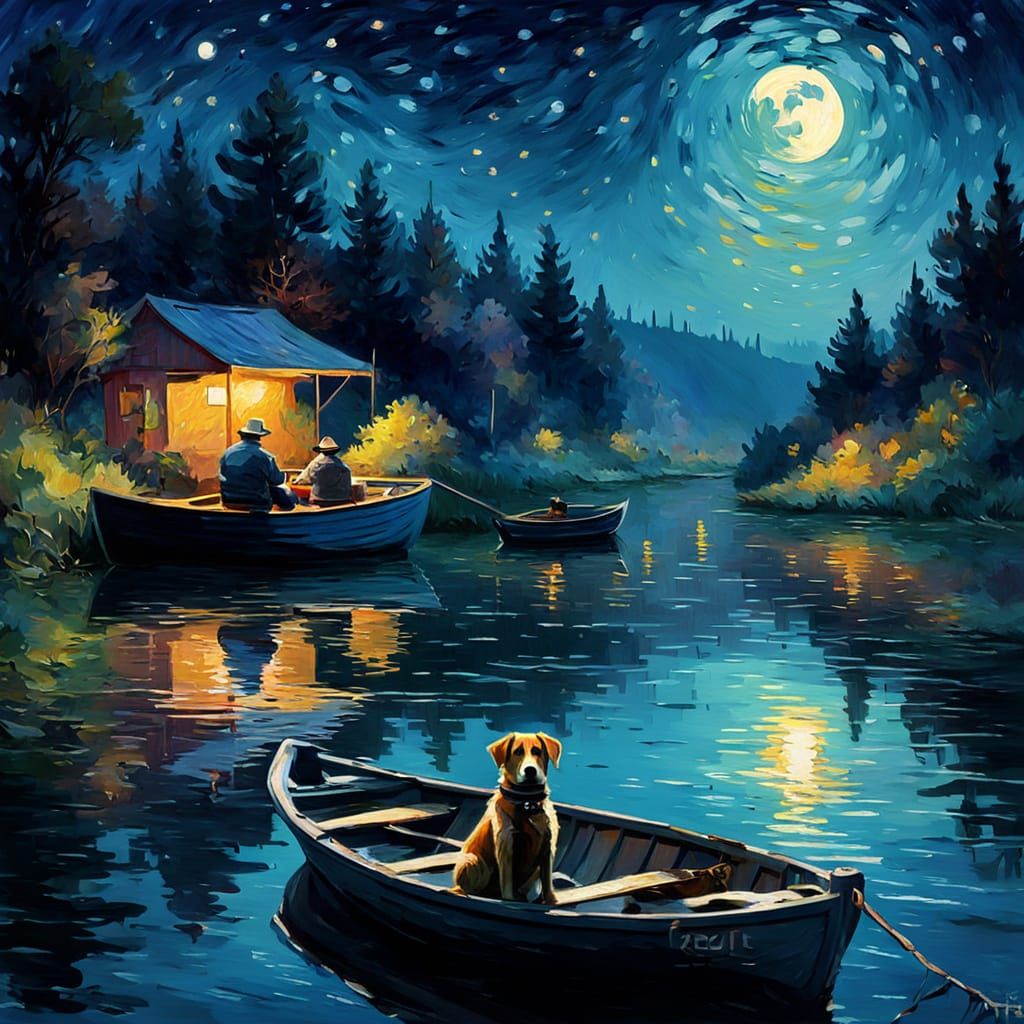 Moonlit Fisherman's Serenity