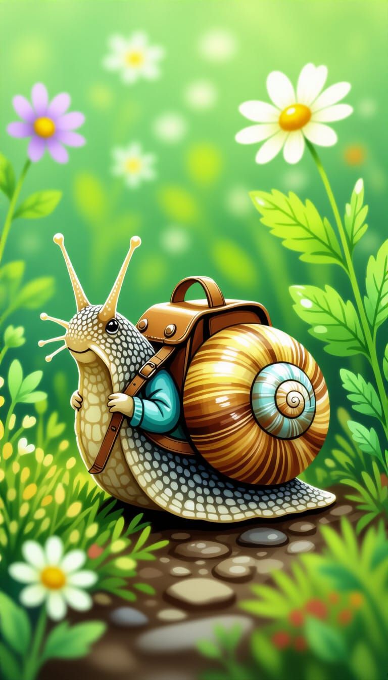 Snail's Garden Adventure: A Whimsical Illustration