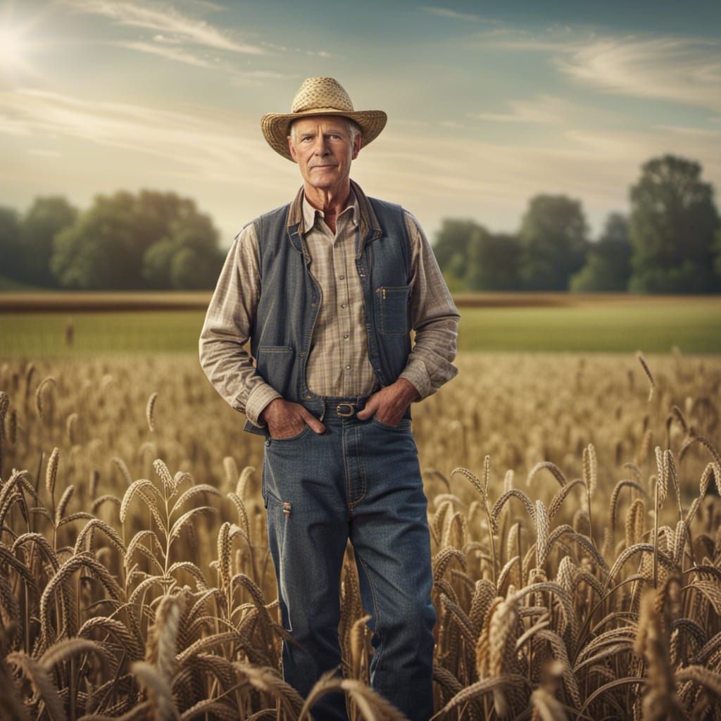 American Farmer in Field: Highly Detailed Image