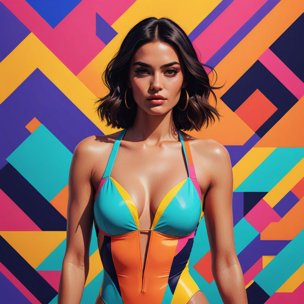 Vibrant Pop Art Portrait of a Stunning Top Model