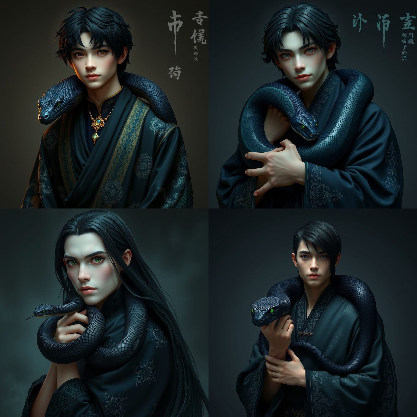Young Man with Snake: Detailed Fantasy Art