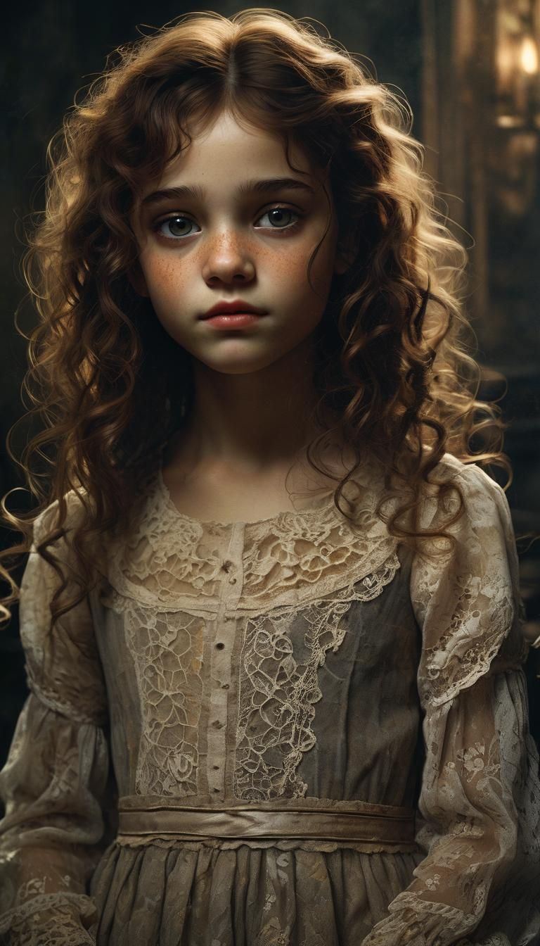 Creepy Little Girl Portrait in Dark Whimsy Style