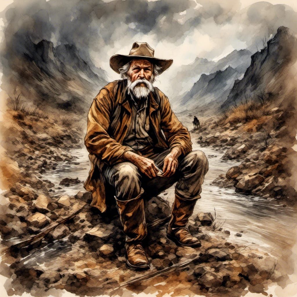 An old Prospector taking a break