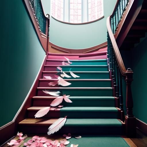 Knolling of Feathers, Petals, and Staircase