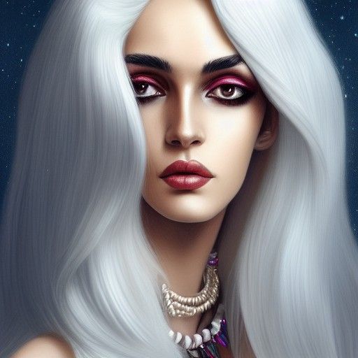 Androgynous Goddess Portrait in Decadent Style