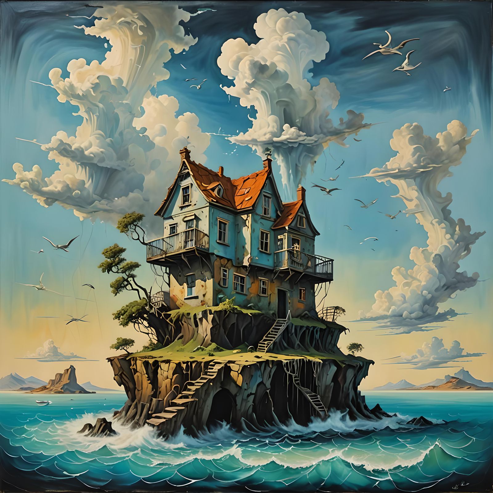 Surreal Ocean Island House in Salvador Dali Style