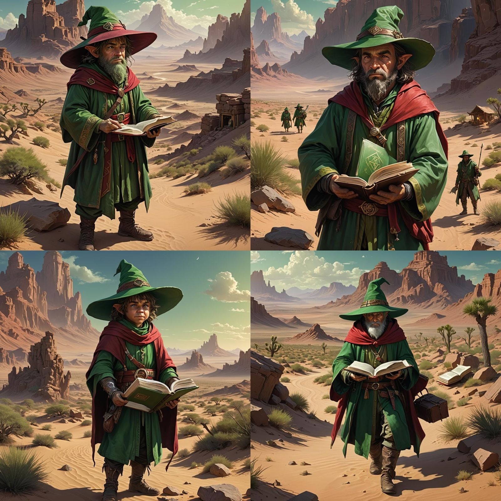 Halfling Wizard in Desert, Dark Fantasy Concept Art