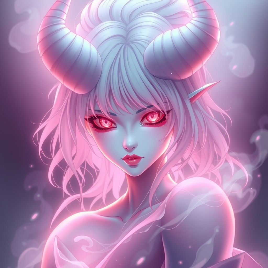 Pastel Anime Demon in Japanese Style
